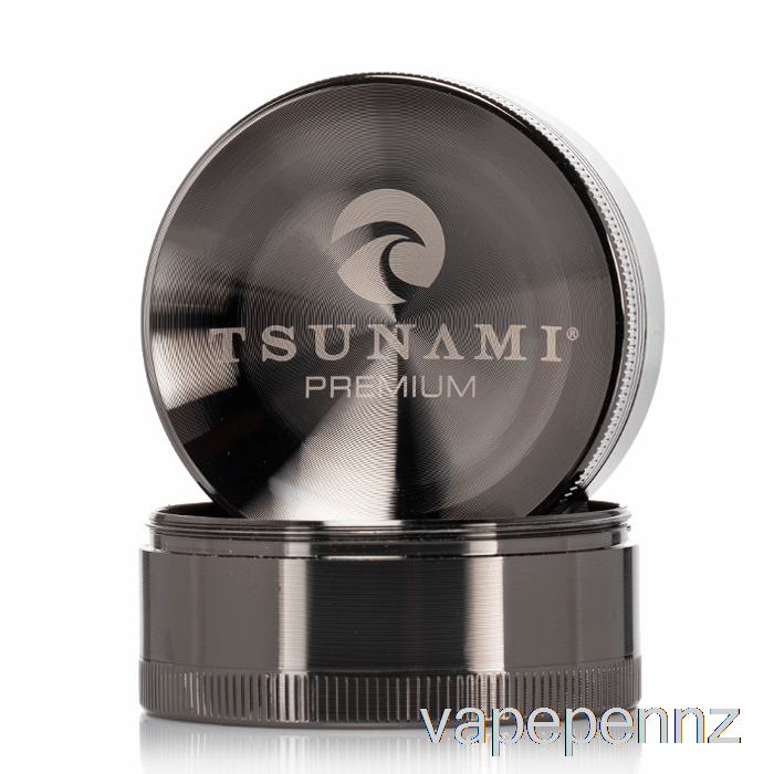 Tsunami 2.4inch 4-Piece Sunken Top Grinder Gunmetal (63mm) VAPE NZ